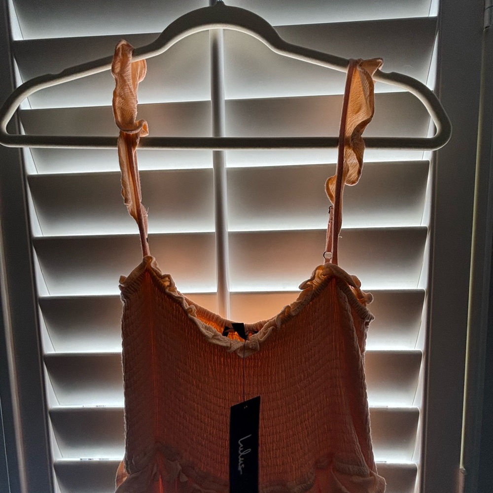 Lulus Peach Ruffle Strap Top
